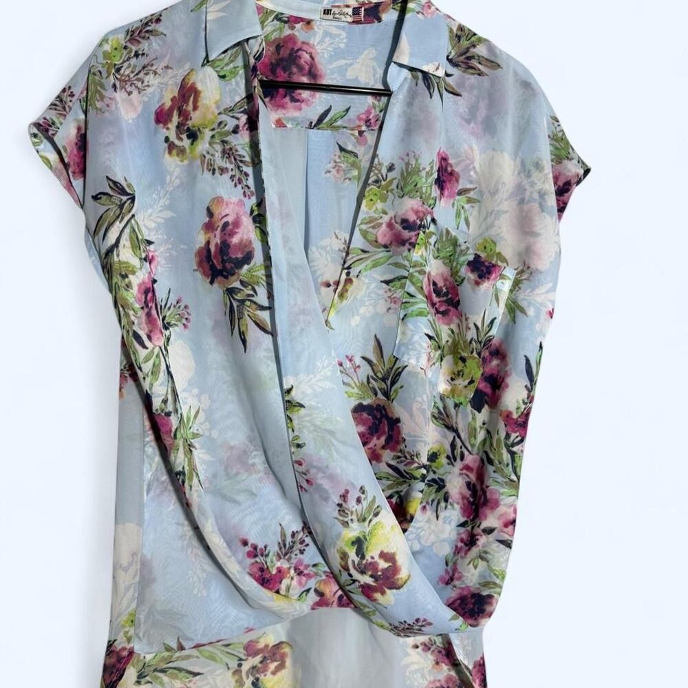 Kut from Kloth blue floral blouse high low blouse | Boho Y2K Streetwear | Small